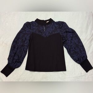 Elegant Black and Navy Floral Blouse